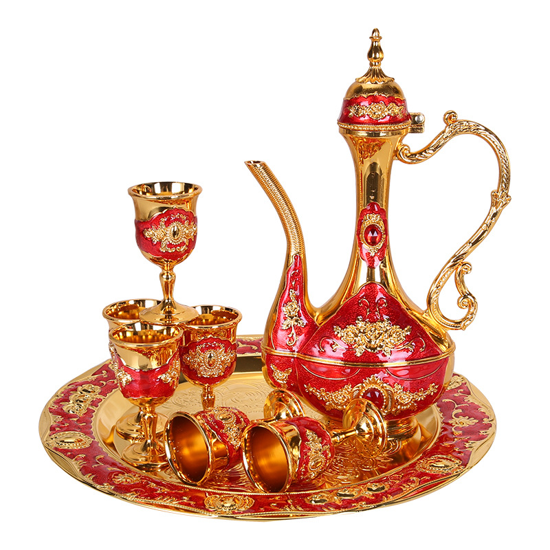 Wine Set Liquor Cup European Retro Creative Wedding Gift Metal Russian Wine Pot Home Ornaments