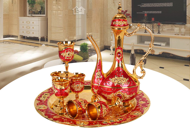 Wine Set Liquor Cup European Retro Creative Wedding Gift Metal Russian Wine Pot Home Ornaments