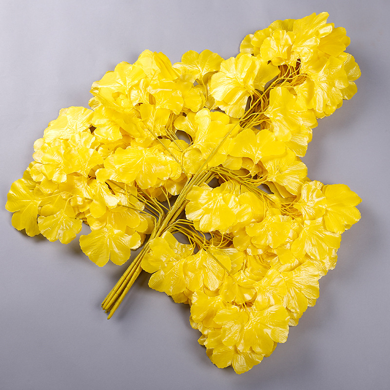 Baishun Simulation Ginkgo Imitate Leaves Fake Leaves Plastic Branches Silk Flower Leaf Ginkgo Wedding ornaments