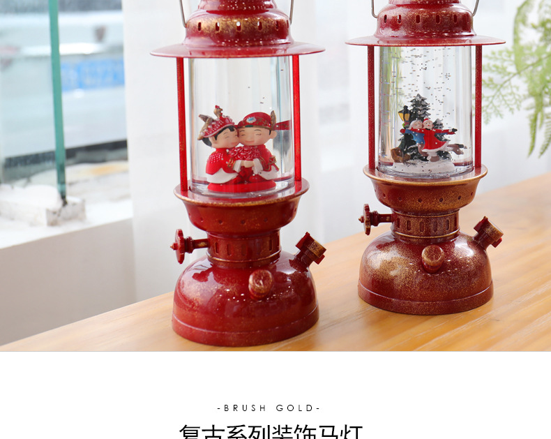 Tiktok Storm Lantern Wedding Lights Vintage Steam Lights Festive European-Style Decorative Ornaments Christmas Crystal Box Xuyuan Storm Lantern Crystal