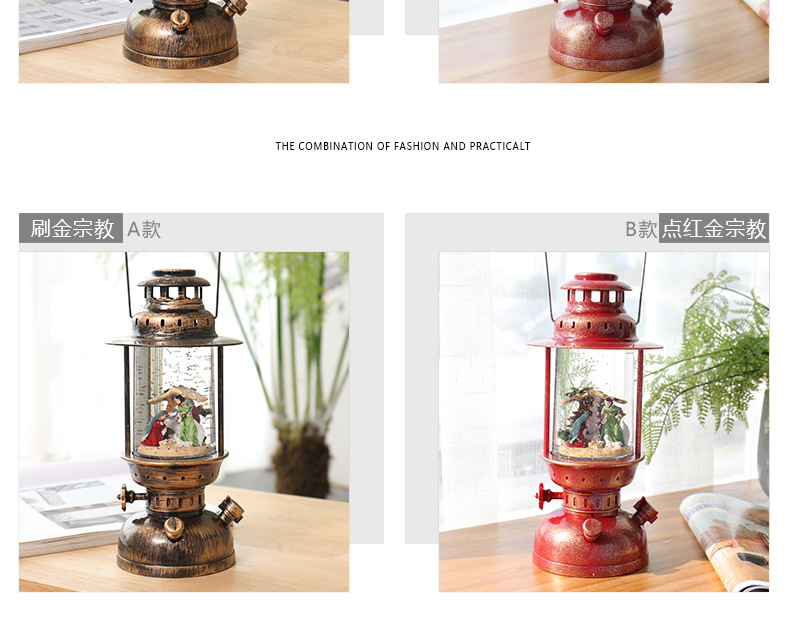Tiktok Storm Lantern Wedding Lights Vintage Steam Lights Festive European-Style Decorative Ornaments Christmas Crystal Box Xuyuan Storm Lantern Crystal