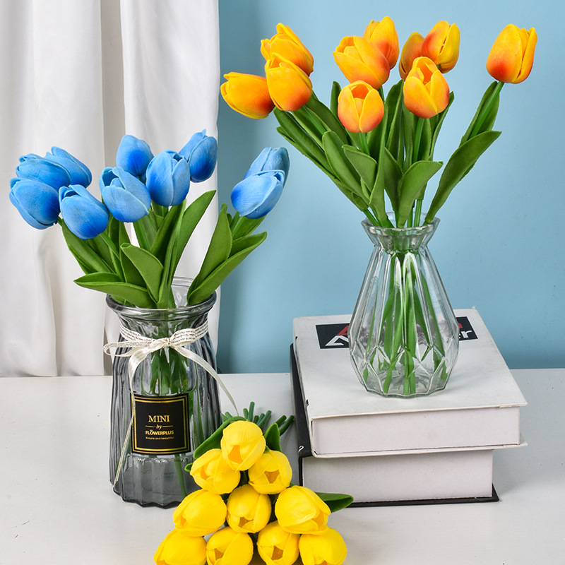Pu Mini Tulip Artificial Flower Wedding Celebration Decoration Silk Flower Home Ornaments Simulation Plant Artificial Flower Factory