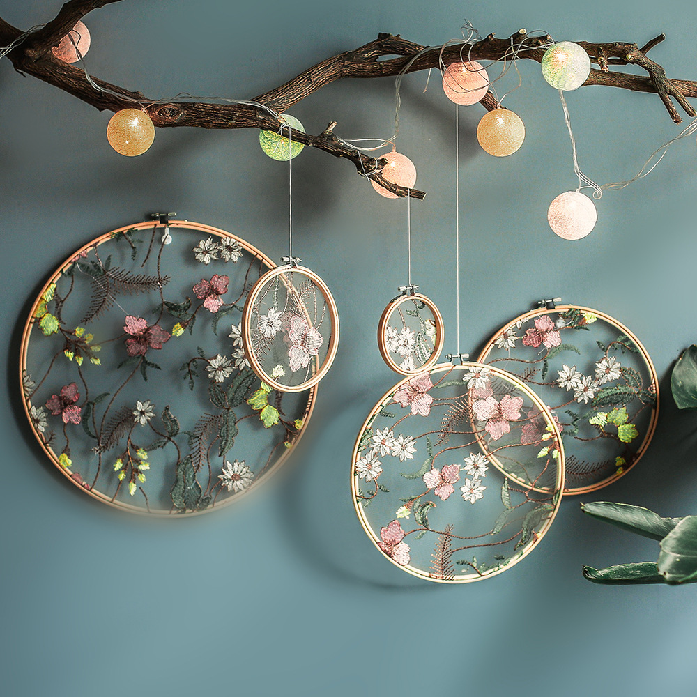 Handmade Embroidery Frame Embroidered Garden Ornaments Wedding Decoration Showing Stand Decoration Bedroom Pendant Cr013