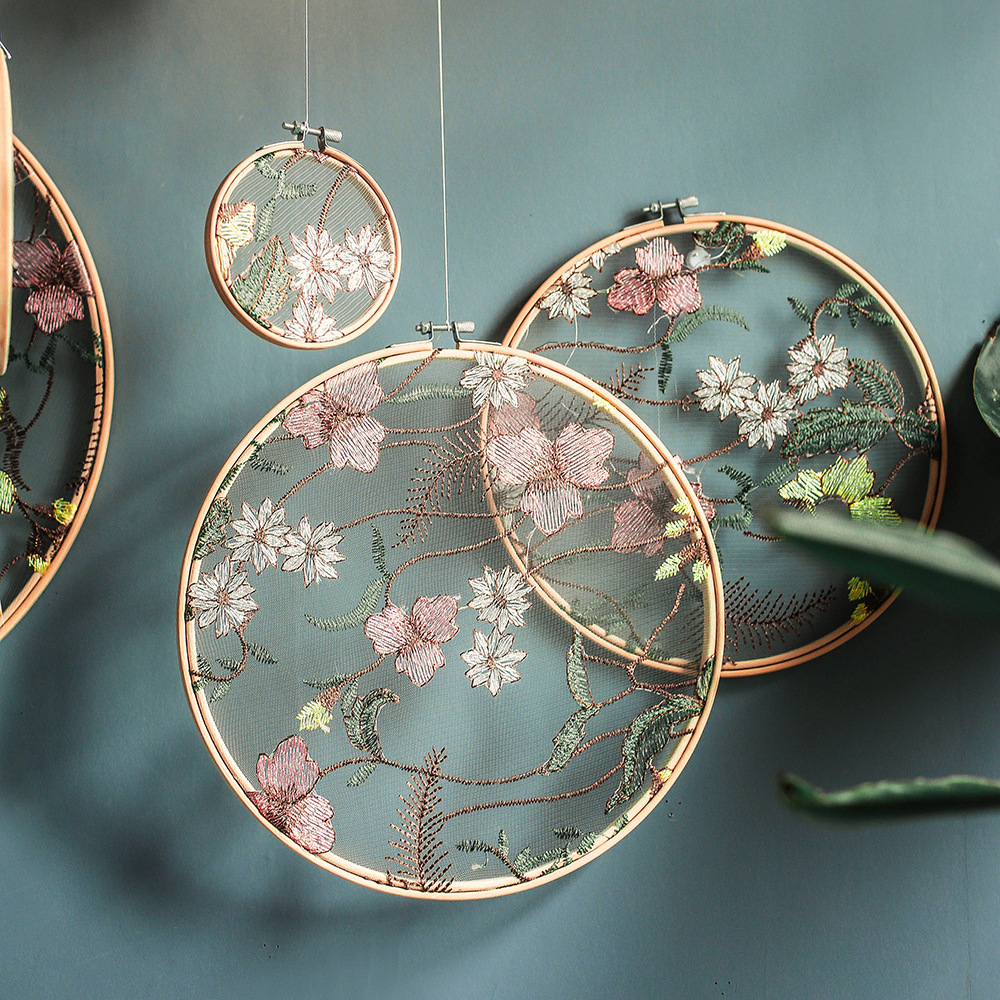 Handmade Embroidery Frame Embroidered Garden Ornaments Wedding Decoration Showing Stand Decoration Bedroom Pendant Cr013