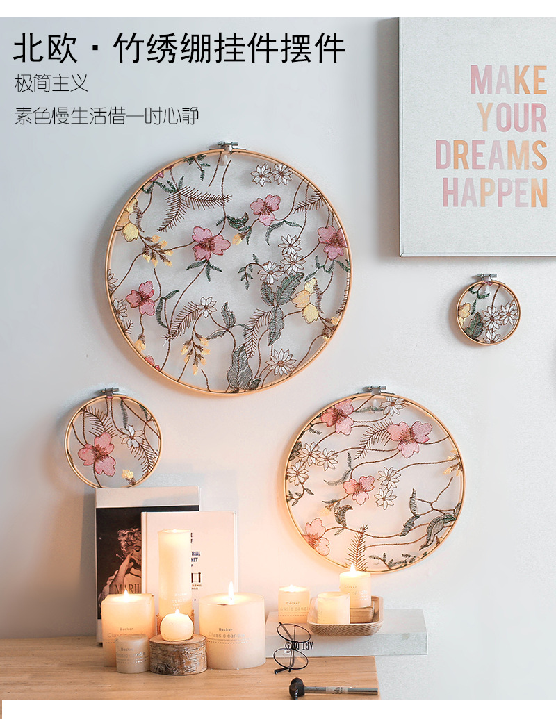 Handmade Embroidery Frame Embroidered Garden Ornaments Wedding Decoration Showing Stand Decoration Bedroom Pendant Cr013