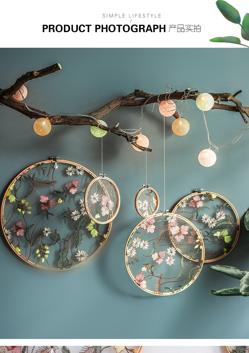 Handmade Embroidery Frame Embroidered Garden Ornaments Wedding Decoration Showing Stand Decoration Bedroom Pendant Cr013
