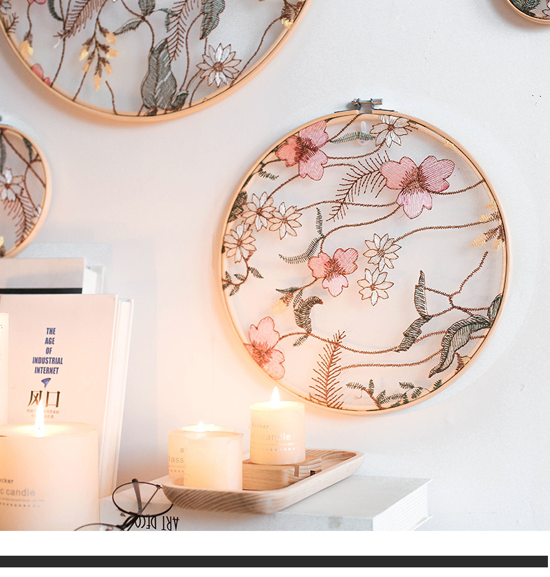 Handmade Embroidery Frame Embroidered Garden Ornaments Wedding Decoration Showing Stand Decoration Bedroom Pendant Cr013