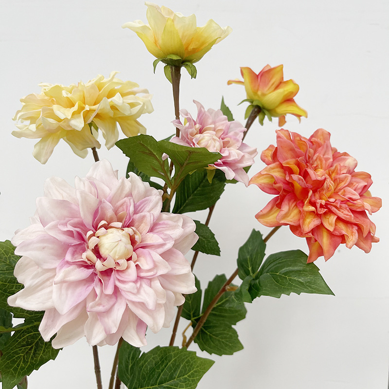 Dahlia ArtificialFake Flower Silk Flower Living Room Flower Arrangement Decoration Wedding Window Decorative Ornaments