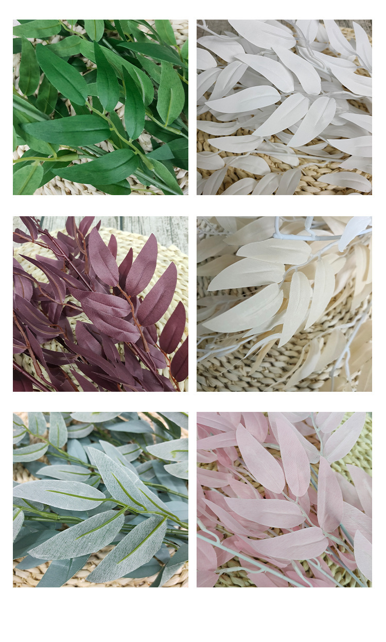 5 Fork Handle Beam Willow Leaf Artificial Flower Simulation Plant Simulated Leaves Wedding Ceremony Wedding ornaments