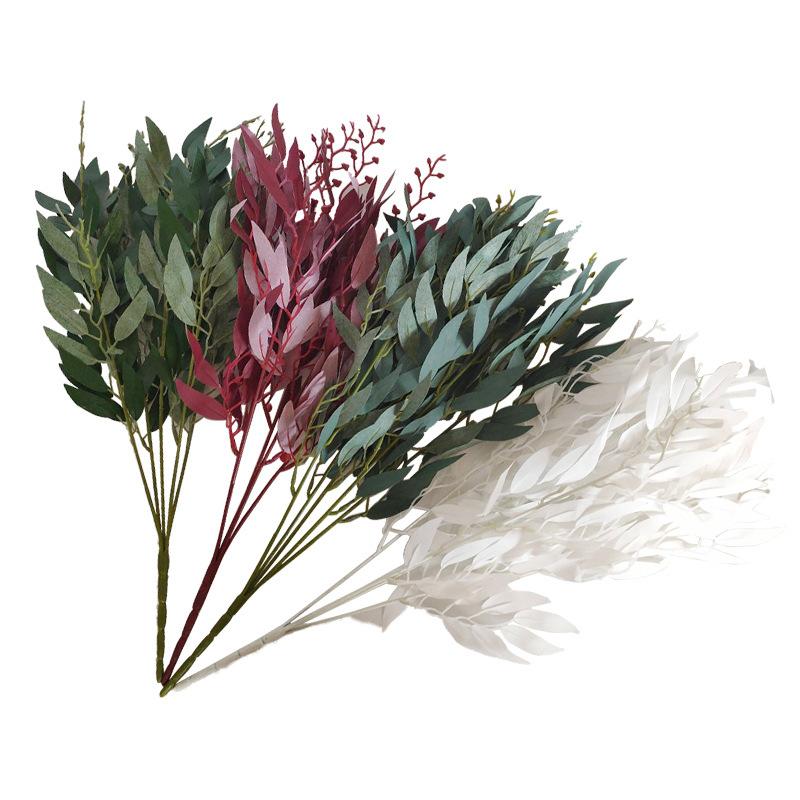 5 Fork Handle Beam Willow Leaf Artificial Flower Simulation Plant Simulated Leaves Wedding Ceremony Wedding ornaments