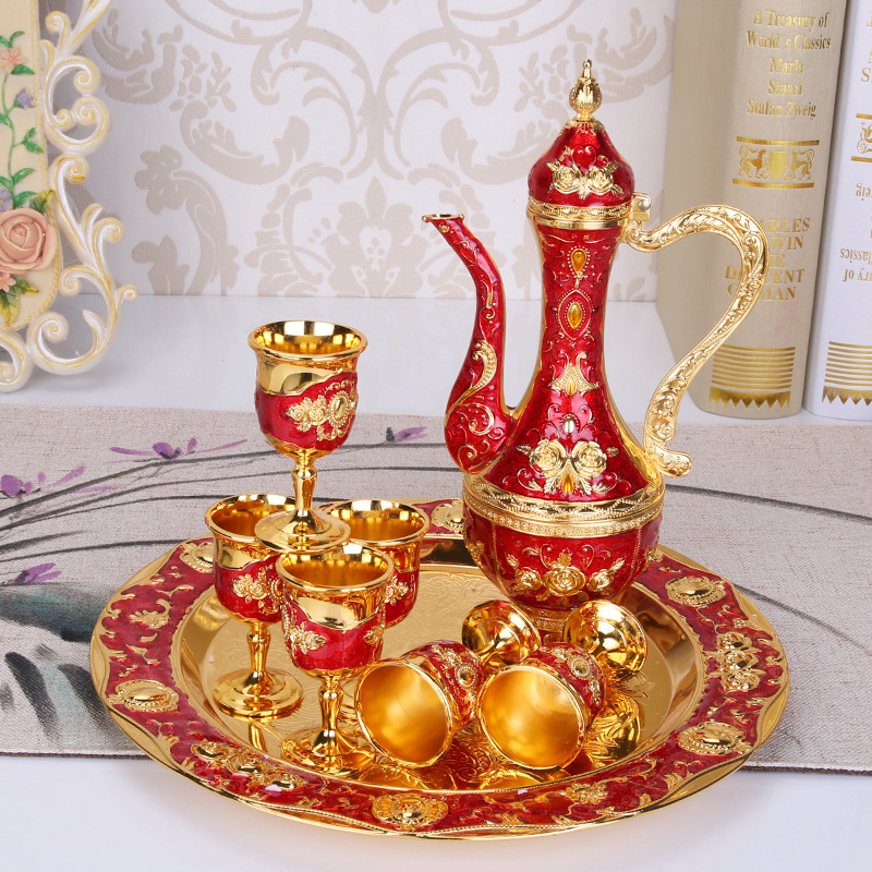 European-Style Russian Retro Court Creative Wine Ware Set Home Wedding Metal Gift Wine Pot Set Ornaments