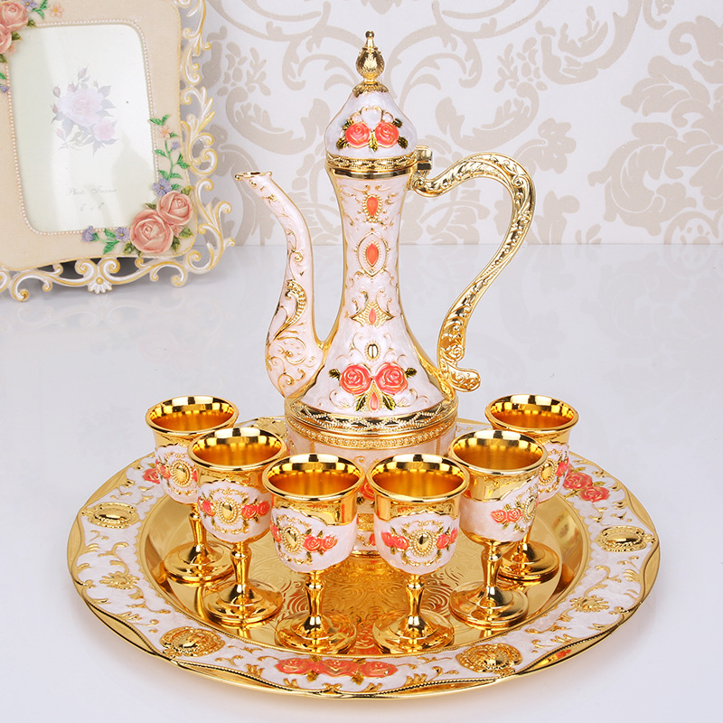European-Style Russian Retro Court Creative Wine Ware Set Home Wedding Metal Gift Wine Pot Set Ornaments European-Style Russian Retro Court Creative Wine Ware Set Home Wedding Metal Gift Wine Pot Set Ornaments