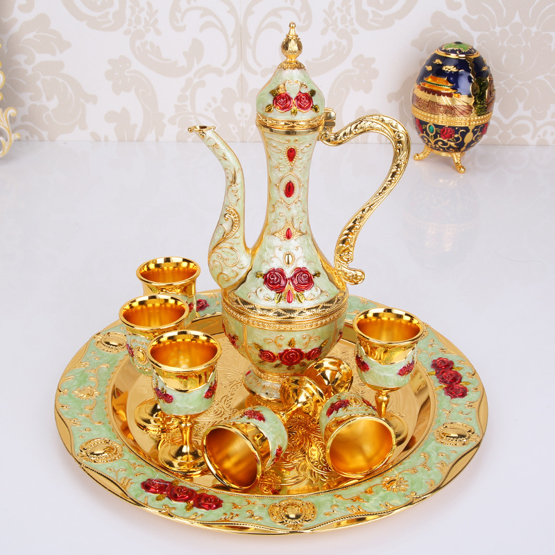 European-Style Russian Retro Court Creative Wine Ware Set Home Wedding Metal Gift Wine Pot Set Ornaments European-Style Russian Retro Court Creative Wine Ware Set Home Wedding Metal Gift Wine Pot Set Ornaments