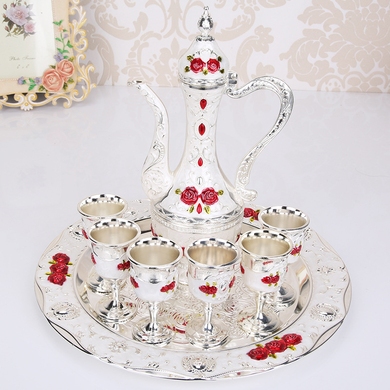 European-Style Russian Retro Court Creative Wine Ware Set Home Wedding Metal Gift Wine Pot Set Ornaments European-Style Russian Retro Court Creative Wine Ware Set Home Wedding Metal Gift Wine Pot Set Ornaments
