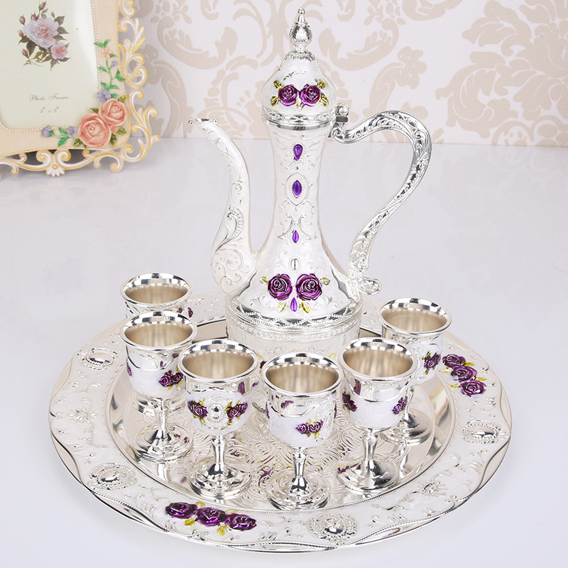 European-Style Russian Retro Court Creative Wine Ware Set Home Wedding Metal Gift Wine Pot Set Ornaments European-Style Russian Retro Court Creative Wine Ware Set Home Wedding Metal Gift Wine Pot Set Ornaments