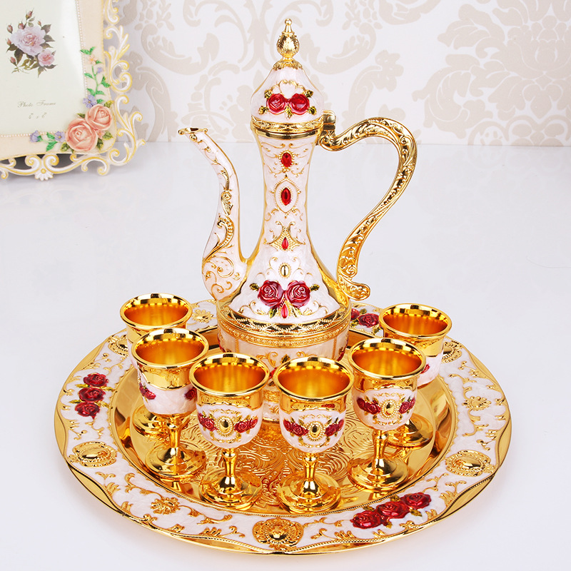 European-Style Russian Retro Court Creative Wine Ware Set Home Wedding Metal Gift Wine Pot Set Ornaments European-Style Russian Retro Court Creative Wine Ware Set Home Wedding Metal Gift Wine Pot Set Ornaments