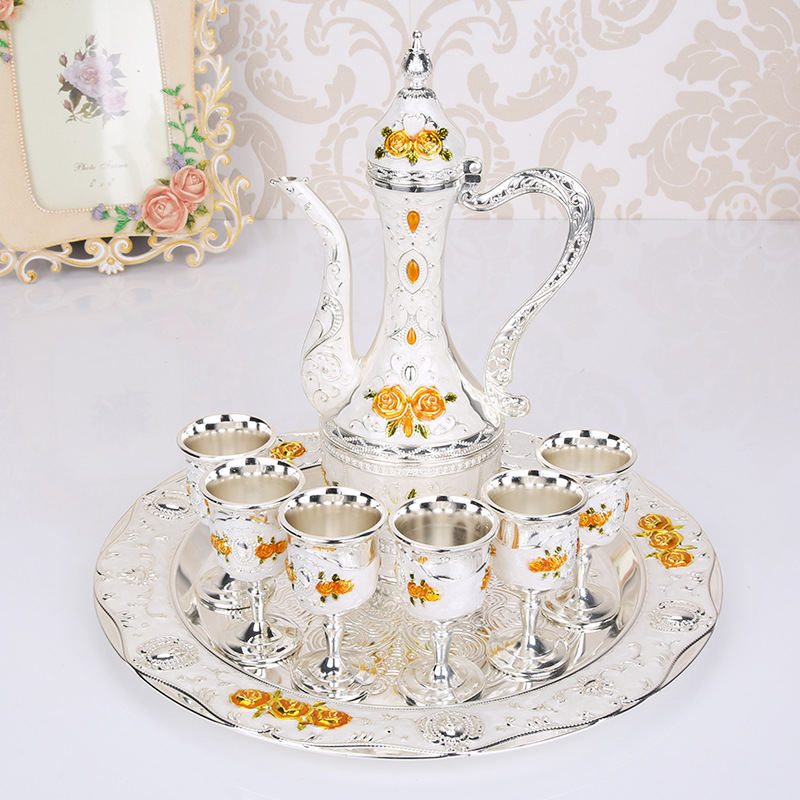 European-Style Russian Retro Court Creative Wine Ware Set Home Wedding Metal Gift Wine Pot Set Ornaments European-Style Russian Retro Court Creative Wine Ware Set Home Wedding Metal Gift Wine Pot Set Ornaments