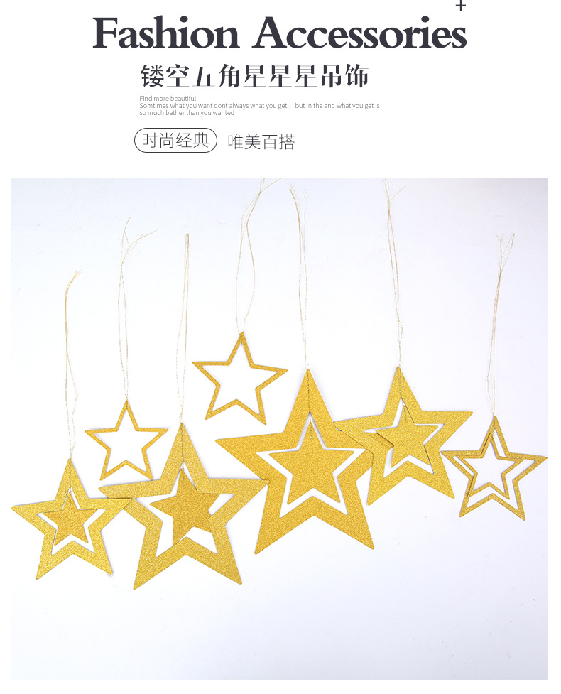7 Sets of Bracelet Charm Christmas Decoration New Year Christmas Ornaments Wedding FivePointed Star Ceiling Ornaments