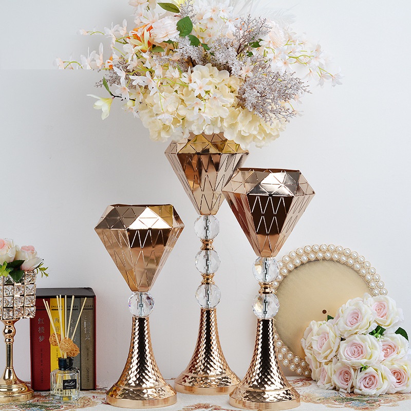 Creative European Metal Vase Wedding Table Ornaments Flower Table Flower Arrangement Decorative Ornament