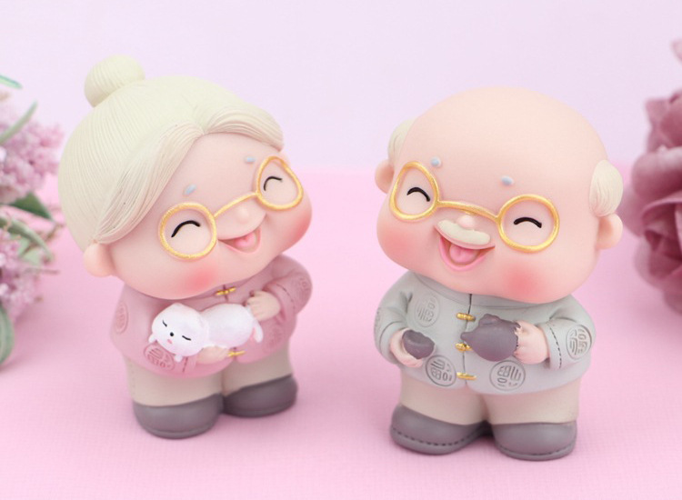 Creative Ornament Cute Old Man Old Lady Cake Ornaments Happy Couples Birthday Cake Decorative Ornaments Wedding Gift