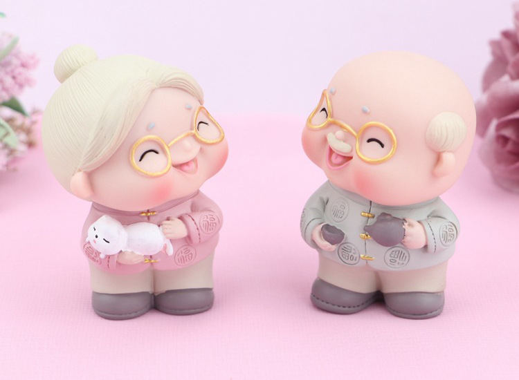 Creative Ornament Cute Old Man Old Lady Cake Ornaments Happy Couples Birthday Cake Decorative Ornaments Wedding Gift