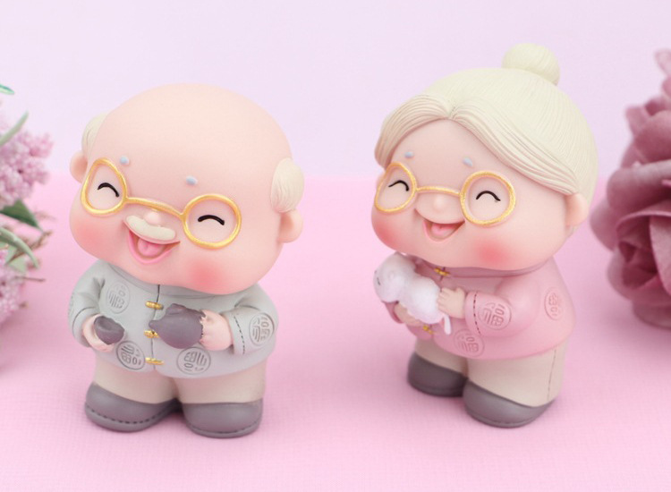 Creative Ornament Cute Old Man Old Lady Cake Ornaments Happy Couples Birthday Cake Decorative Ornaments Wedding Gift