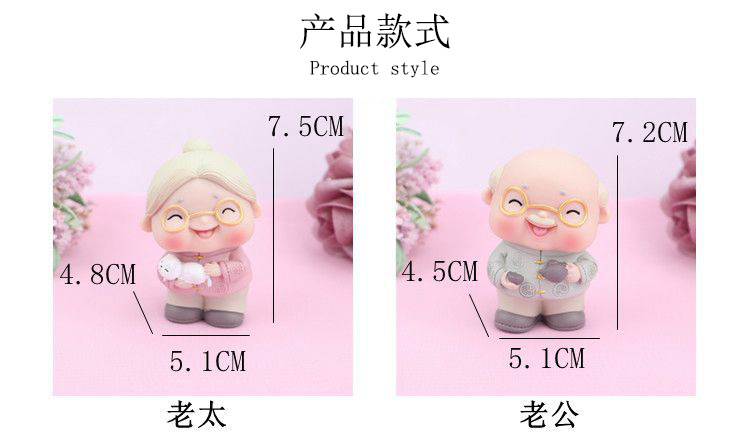 Creative Ornament Cute Old Man Old Lady Cake Ornaments Happy Couples Birthday Cake Decorative Ornaments Wedding Gift