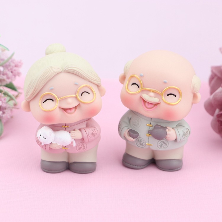 Creative Ornament Cute Old Man Old Lady Cake Ornaments Happy Couples Birthday Cake Decorative Ornaments Wedding Gift