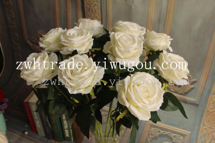 Single rose 7 color flower flannelette Acacia flowers plant simulation silk wedding supplies Single rose 7 color flower flannelette Acacia flowers plant simulation silk wedding supplies