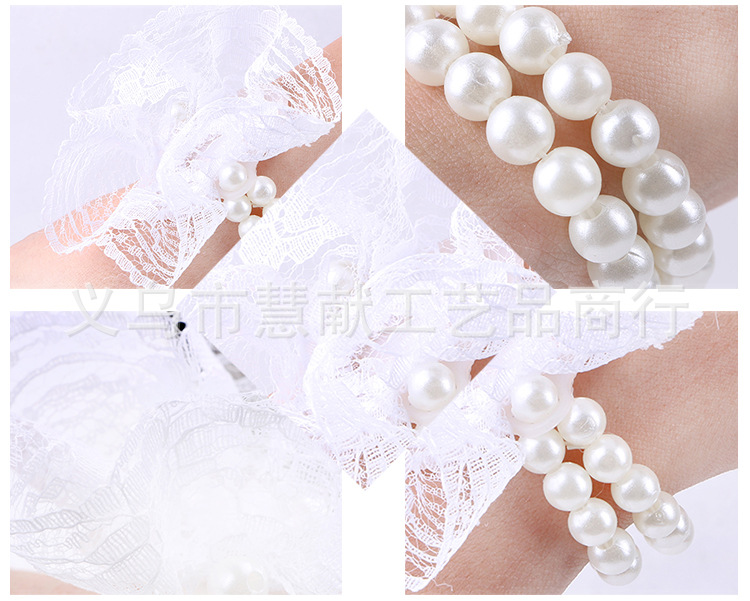 New and fashion white imitation pearl Korean gauze net bride wrist flower fashion wedding supplies wholesale