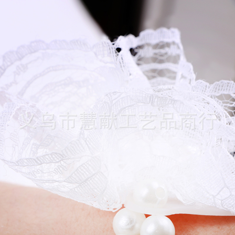New and fashion white imitation pearl Korean gauze net bride wrist flower fashion wedding supplies wholesale
