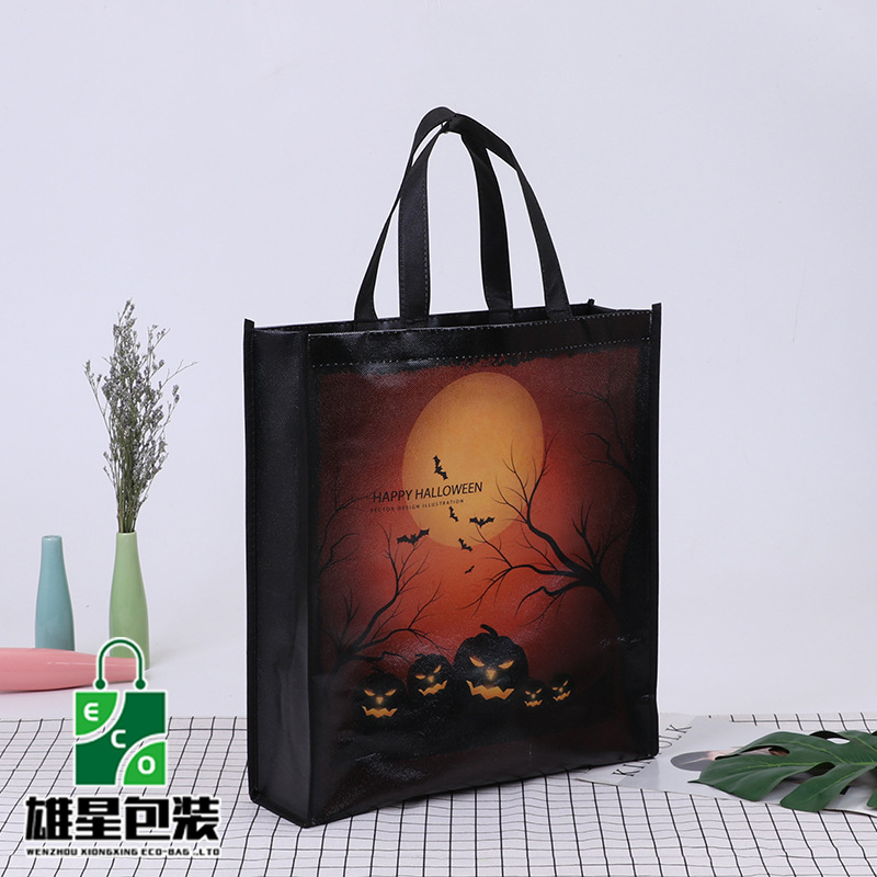 Factory Color Printing Halloween Ghost Festival Non-Woven Bag Spot Non-Woven Candy Pumpkin Handbag Wholesale Customization