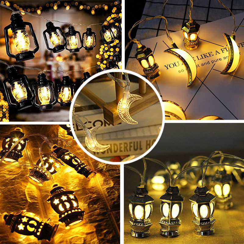 Muslim Eid Festival Decorative String Lights Star Moon Ramadan Magic Light LED String Lights for Ramadan Festival Eid Al-Fitr
