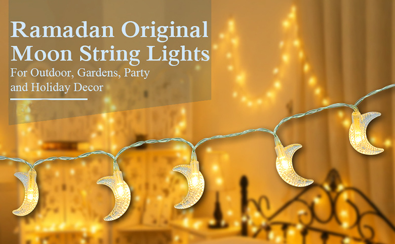 Muslim Eid Festival Decorative String Lights Star Moon Ramadan Magic Light LED String Lights for Ramadan Festival Eid Al-Fitr Muslim Eid Festival Decorative String Lights Star Moon Ramadan Magic Light LED String Lights for Ramadan Festival Eid Al-Fitr