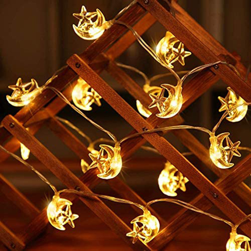 Muslim Eid Festival Decorative String Lights Star Moon Ramadan Magic Light LED String Lights for Ramadan Festival Eid Al-Fitr Muslim Eid Festival Decorative String Lights Star Moon Ramadan Magic Light LED String Lights for Ramadan Festival Eid Al-Fitr