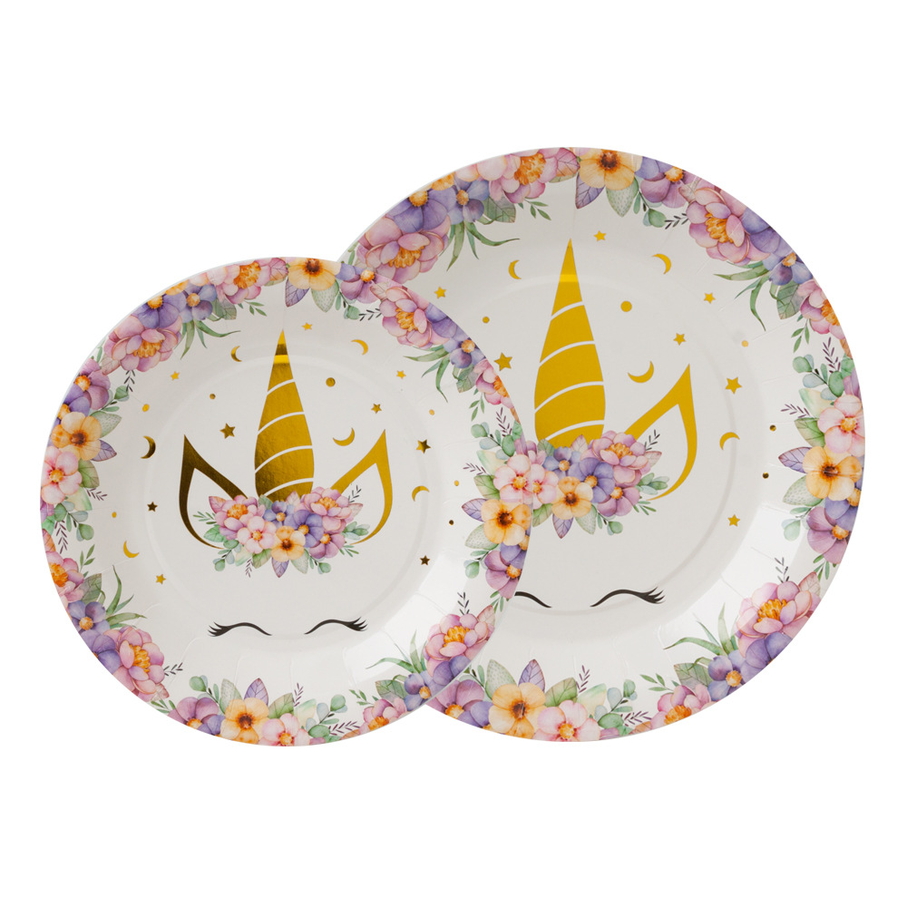 Factory Wholesale Birthday Arrangement Party Supplies Disposable Party Bronzing Tableware Festival Decoration Customization