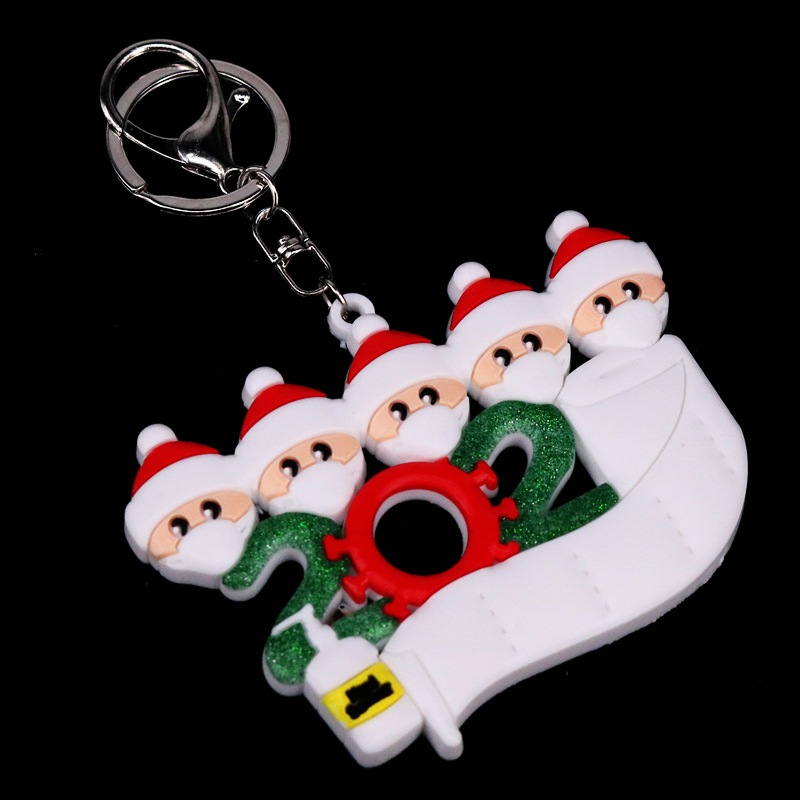 Christmas Festival Epidemic Prevention Keychain Survivor Mask Old Man Christmas Bag Key Ring DIY Name Greetings