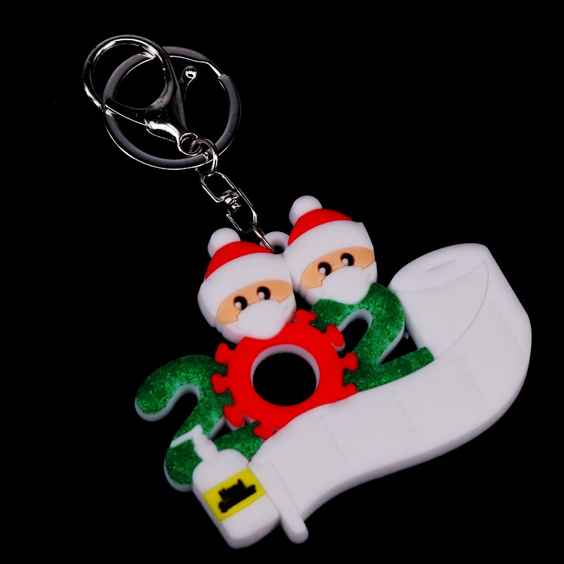 Christmas Festival Epidemic Prevention Keychain Survivor Mask Old Man Christmas Bag Key Ring DIY Name Greetings