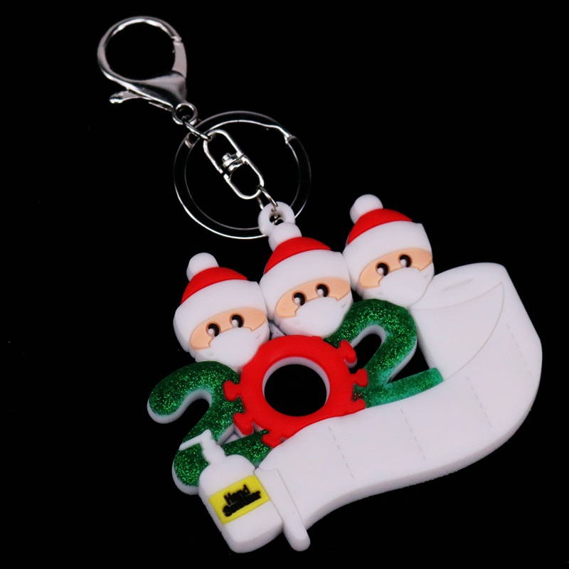 Christmas Festival Epidemic Prevention Keychain Survivor Mask Old Man Christmas Bag Key Ring DIY Name Greetings