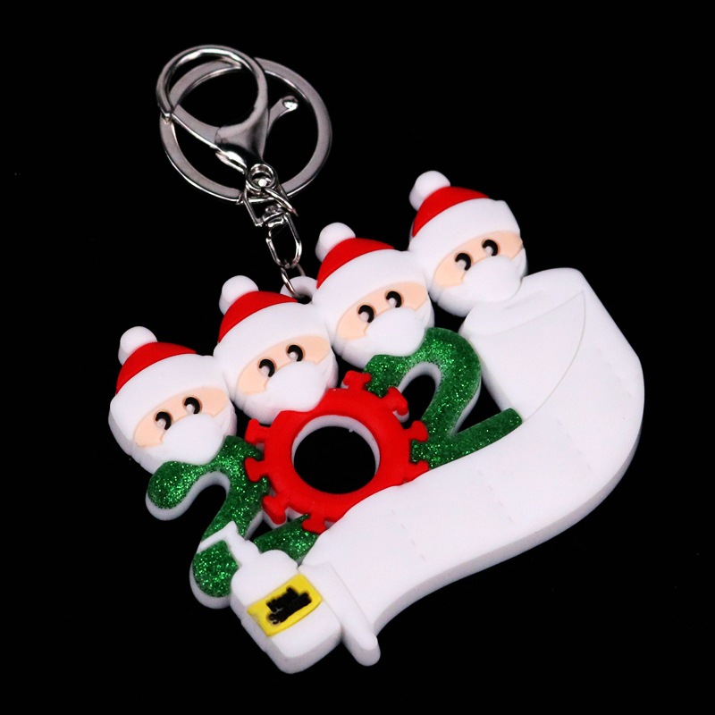 Christmas Festival Epidemic Prevention Keychain Survivor Mask Old Man Christmas Bag Key Ring DIY Name Greetings