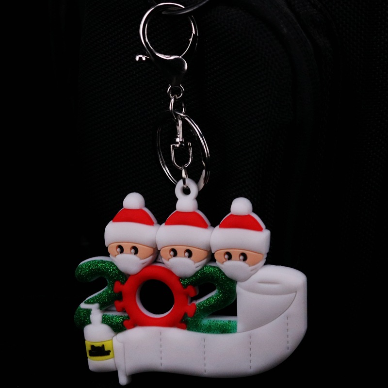 Christmas Festival Epidemic Prevention Keychain Survivor Mask Old Man Christmas Bag Key Ring DIY Name Greetings