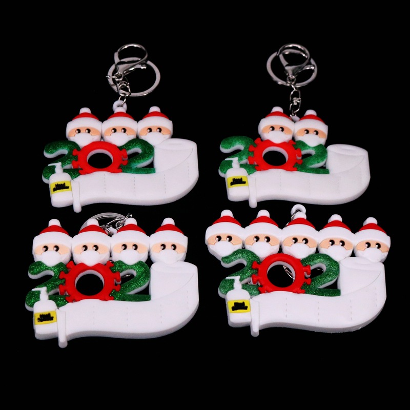 Christmas Festival Epidemic Prevention Keychain Survivor Mask Old Man Christmas Bag Key Ring DIY Name Greetings