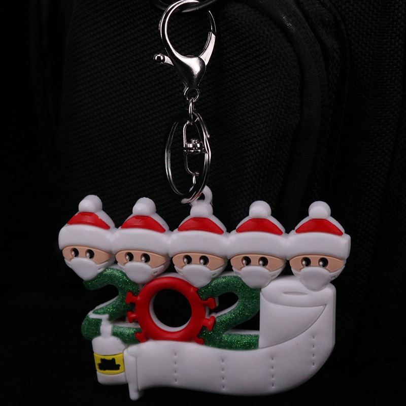 Christmas Festival Epidemic Prevention Keychain Survivor Mask Old Man Christmas Bag Key Ring DIY Name Greetings