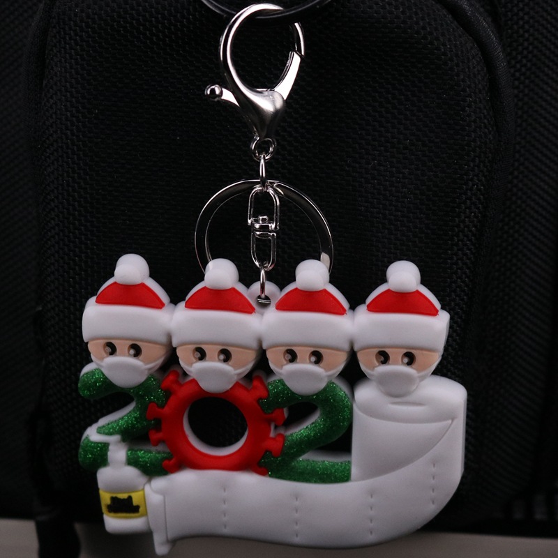 Christmas Festival Epidemic Prevention Keychain Survivor Mask Old Man Christmas Bag Key Ring DIY Name Greetings