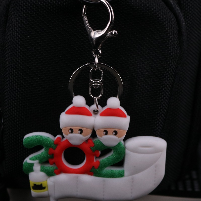 Christmas Festival Epidemic Prevention Keychain Survivor Mask Old Man Christmas Bag Key Ring DIY Name Greetings