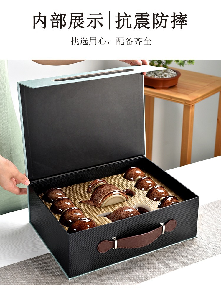 Estate Insurance Business Gift Kiln Baked Jun Porcelain Tea Set Home MidAutumn Festival National Day Gift Printed Logo Estate Insurance Business Gift Kiln Baked Jun Porcelain Tea Set Home MidAutumn Festival National Day Gift Printed Logo