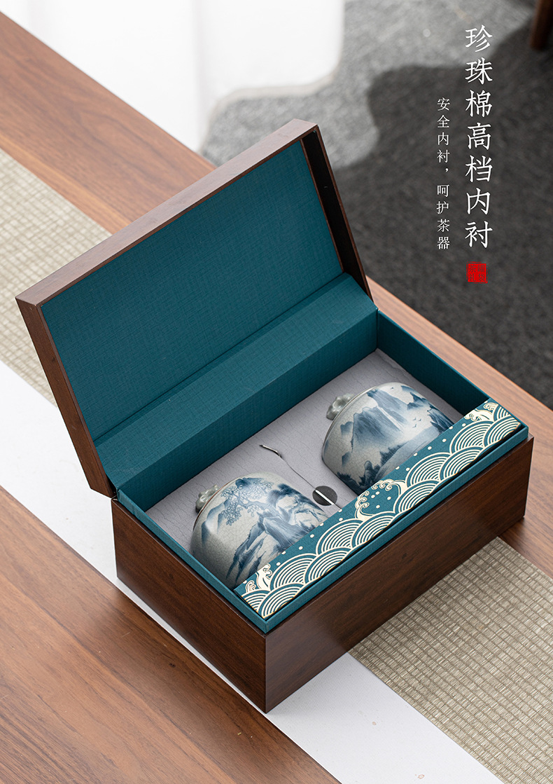 Mid-Autumn Festival New Retro Ceramic Tea Pot Gift Box Box High-End Black Tea Green Black Tea Caddy Logo Can Be Added Mid-Autumn Festival New Retro Ceramic Tea Pot Gift Box Box High-End Black Tea Green Black Tea Caddy Logo Can Be Added