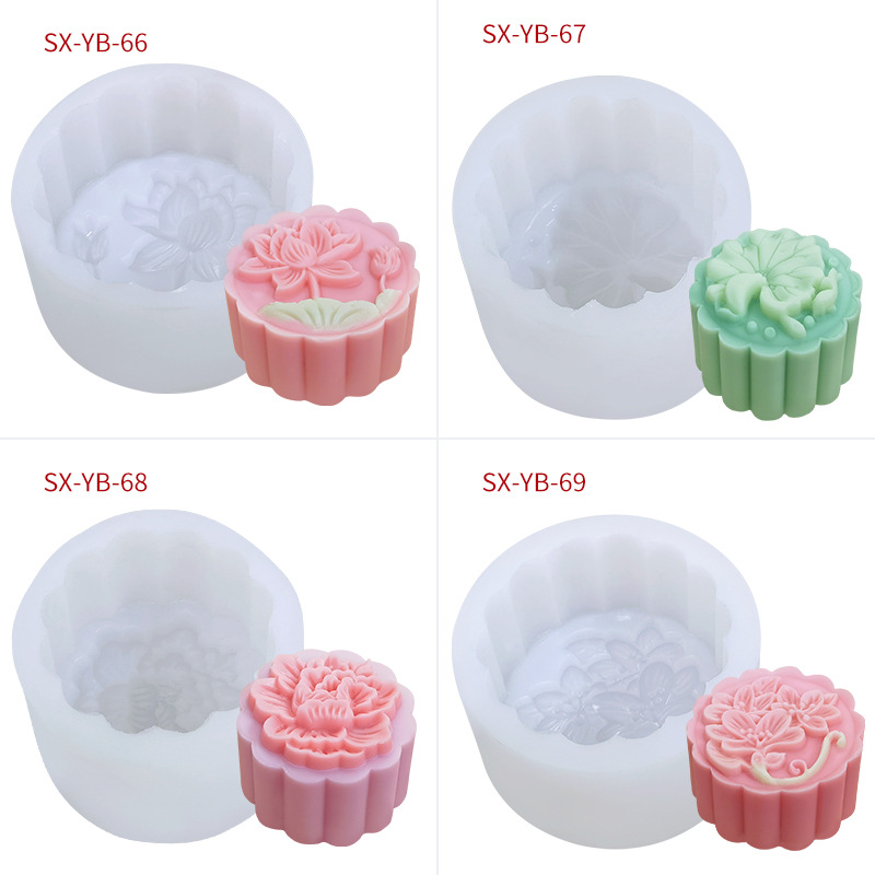 Festival Snow Skin Mooncake Silicone Mold DIY Lotus Lotus Leaf Mooncake Mold Creative Green Bean Cake Dessert Mold