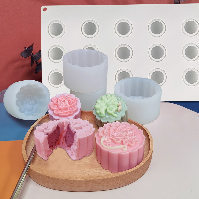 Festival Snow Skin Mooncake Silicone Mold DIY Lotus Lotus Leaf Mooncake Mold Creative Green Bean Cake Dessert Mold