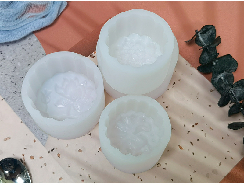 Festival Snow Skin Mooncake Silicone Mold DIY Lotus Lotus Leaf Mooncake Mold Creative Green Bean Cake Dessert Mold